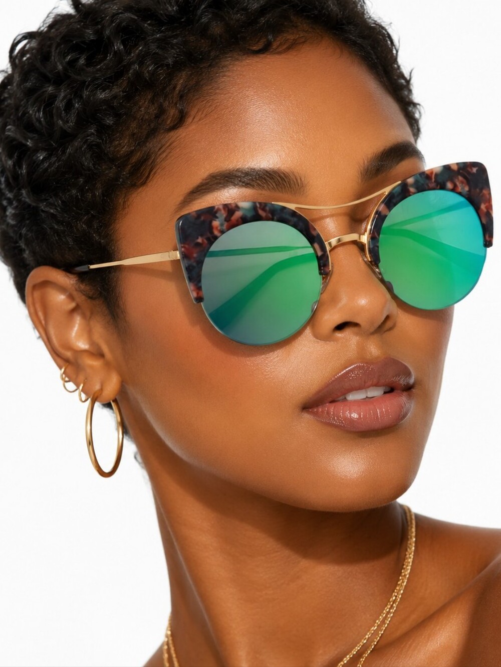 Cat Eye Semi Rimless Sunglasses NWOT